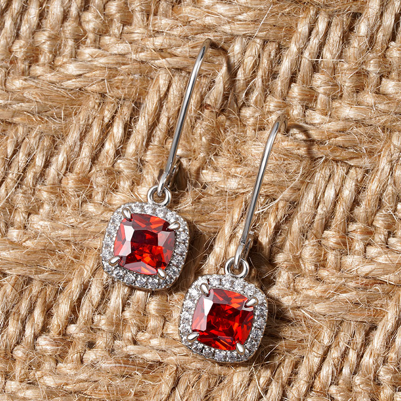 Gnoce Square-shaped Birthstone Dangle Earrings_4