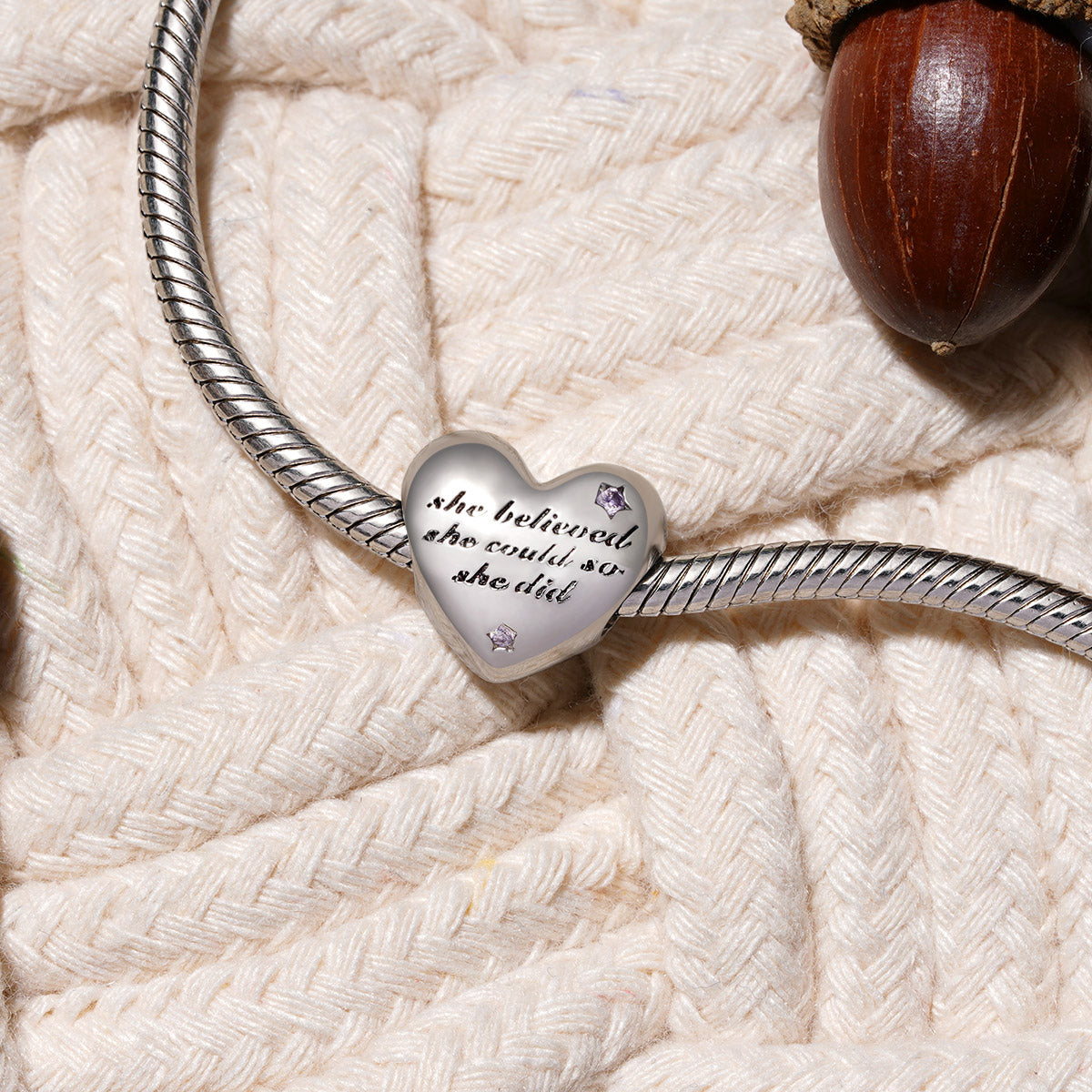 Gnoce "She Believed She Could, So She Did" Heart Charm_3
