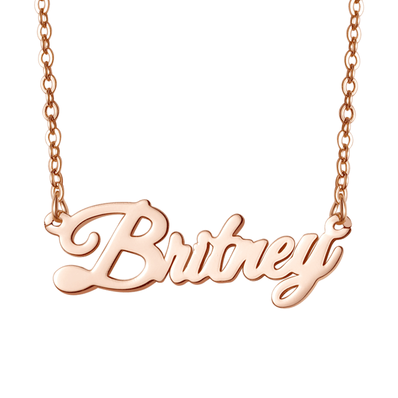 Gnoce "Best Gift for Her" Personalized Calligraphy Style Rose Gold Name Necklace_1