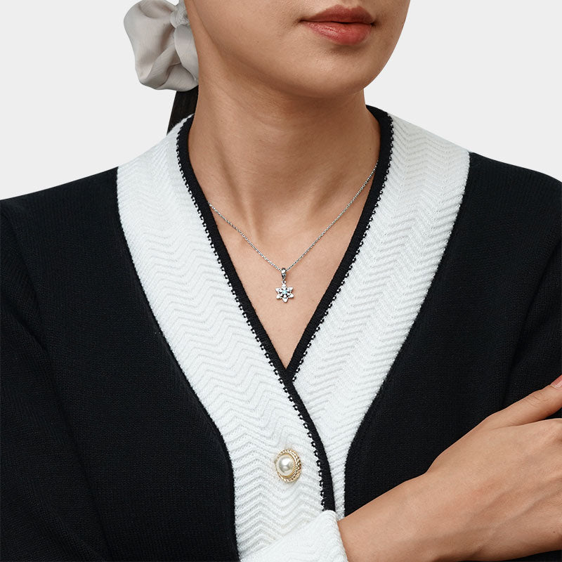 Gnoce Icy Snowflake Drop Pendant Dangle Charm_3