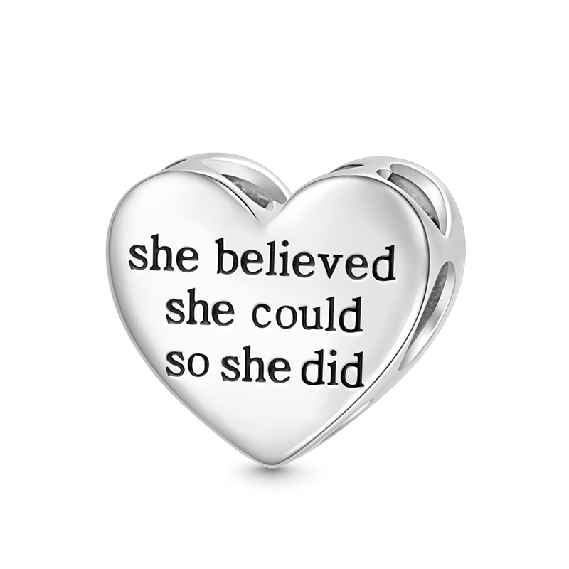 Gnoce “She Believed She Could So She Did” Pink Heart Charm_2