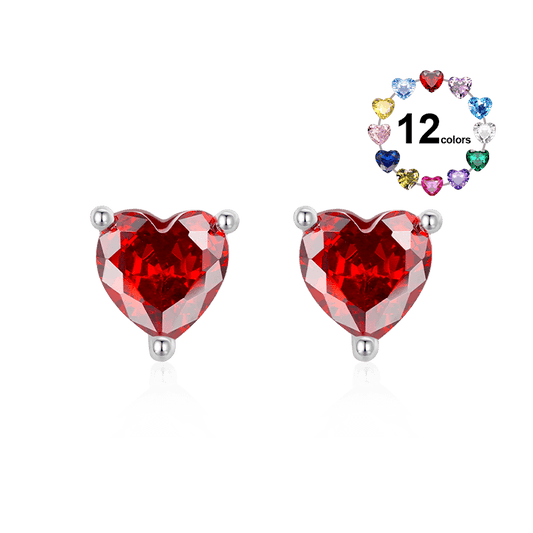Gnoce Birthstone Heart Stud Earrings_1