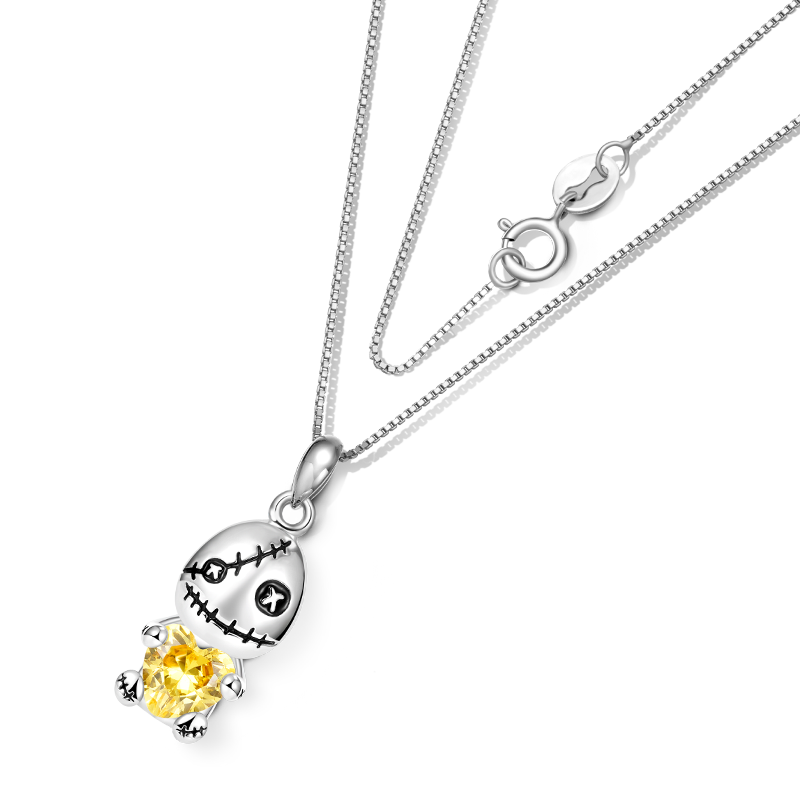 Gnoce Voodoo Doll Embraces Heart Gem Necklace_3