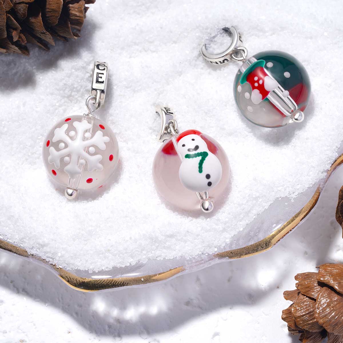 Gnoce Christmas Snowman Ball Pendant Dangle Charm_2