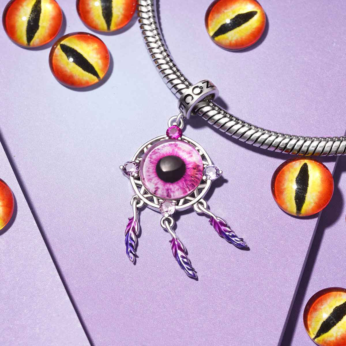 Gnoce Halloween Devil Eyes Dream Catcher Pendant Dangle Charm_2