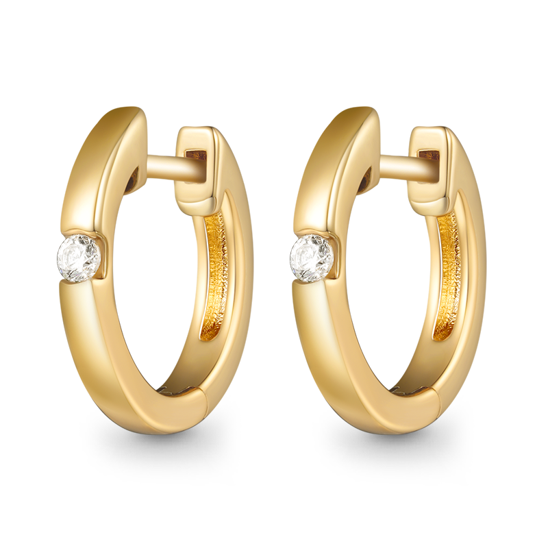 Gnoce Round Set Diamond Stud Earrings_1