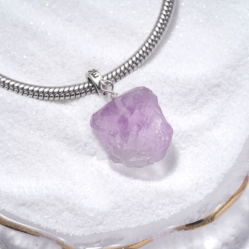 Gnoce Amethyst Raw Stone Pendant Dangle Charm_2