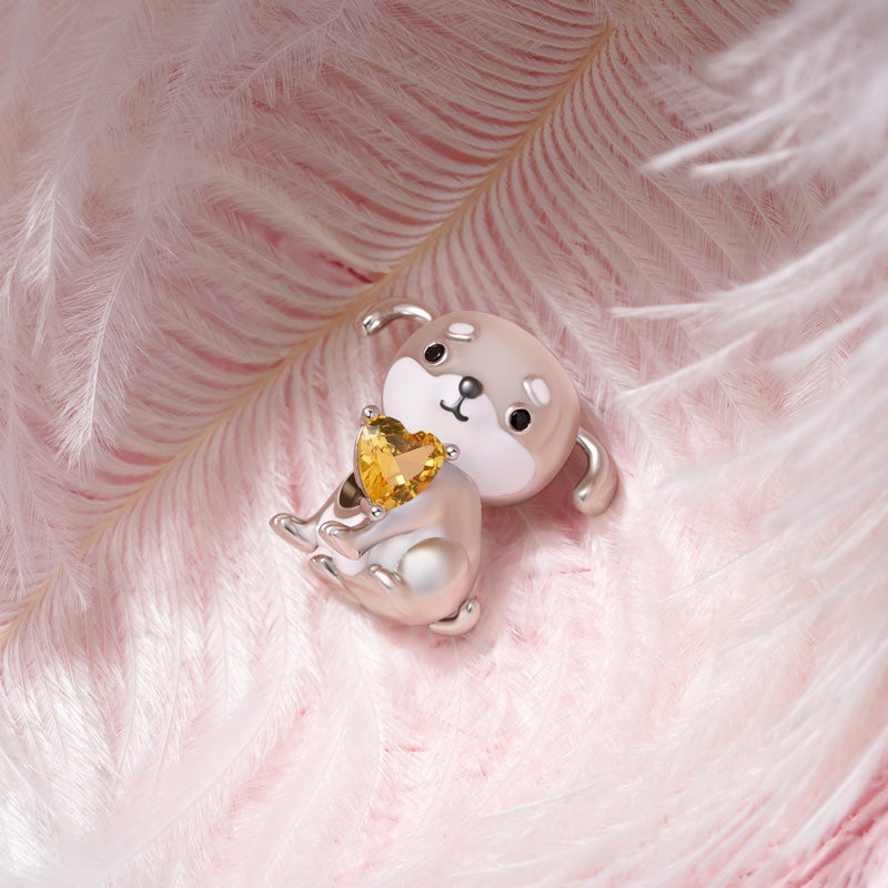 Gnoce Lovely Dog Embraces Heart Gem Charm_3