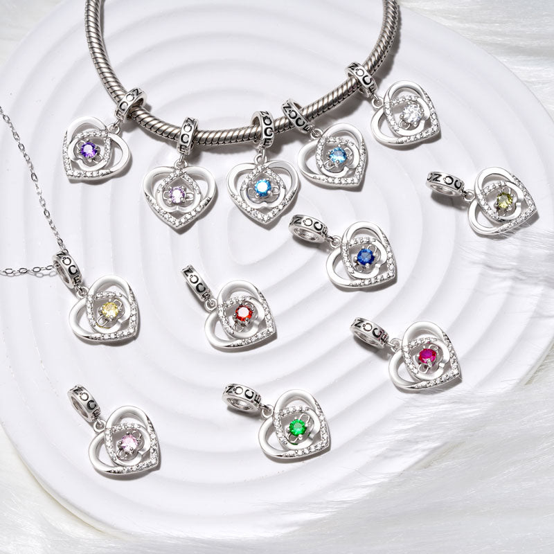 Gnoce Love Heart Birthstone Personalized Pendant Dangle Charm_3