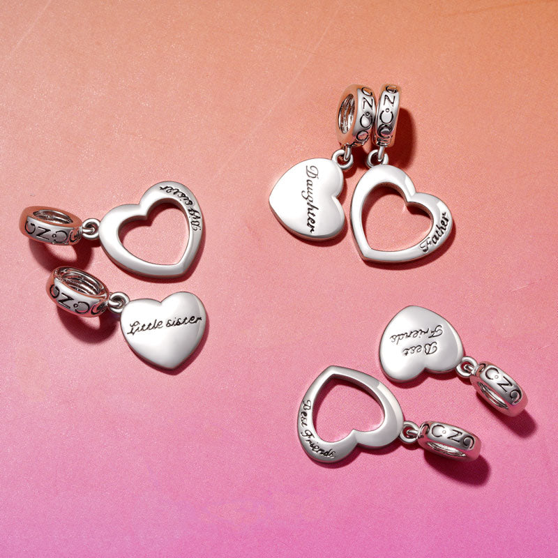 Gnoce Father&Daughter Heart Pendant Dangle Charm_4