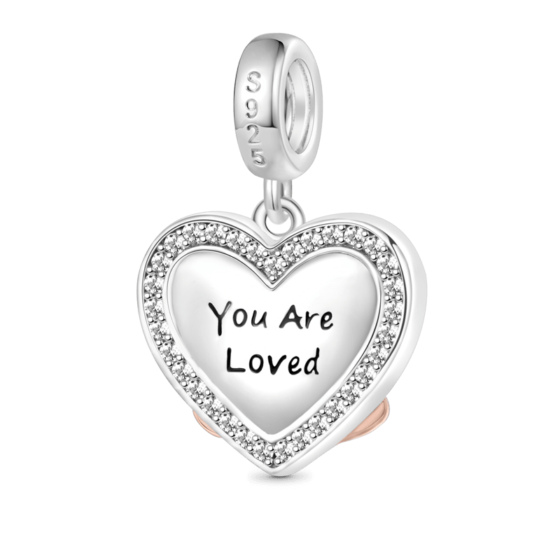 Gnoce "You Are Loved" Bow Tie Heart Pendant Dangle Charm_2