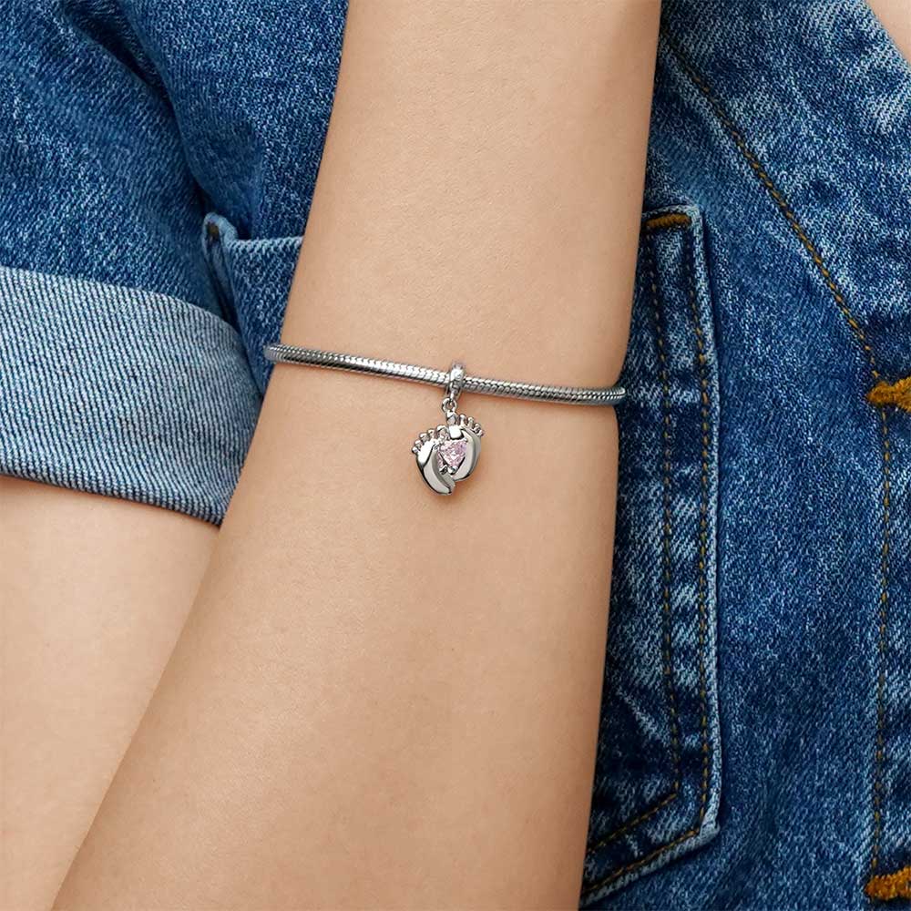 Gnoce Engravable Baby Feet Pendant Dangle Charm_5