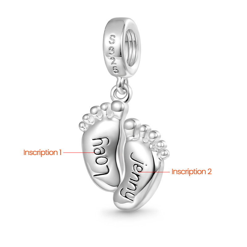 Gnoce Engravable Baby Feet Pendant Dangle Charm_2