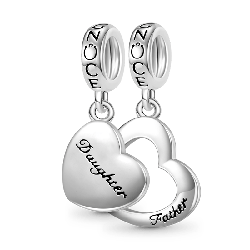 Gnoce Father&Daughter Heart Pendant Dangle Charm_1