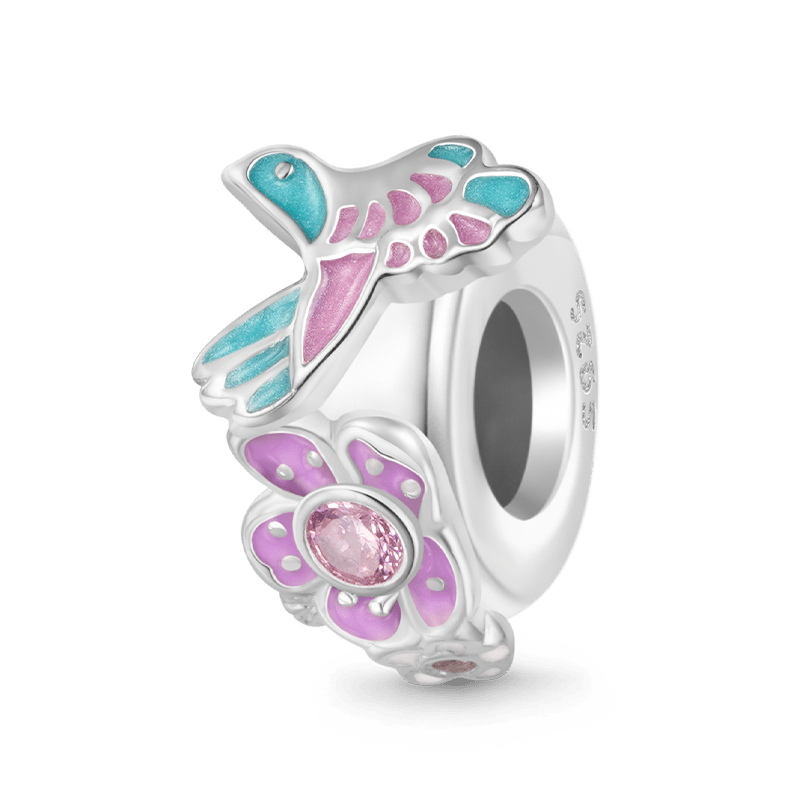 Gnoce Colorful Hummingbird Love Flower Charm_1