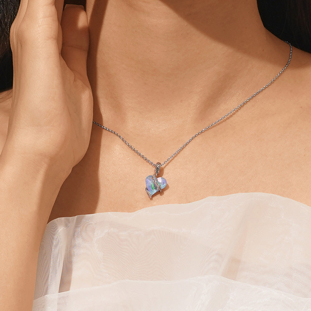 Gnoce Stars Surround Crooked Heart Pendant Dangle Charm_4