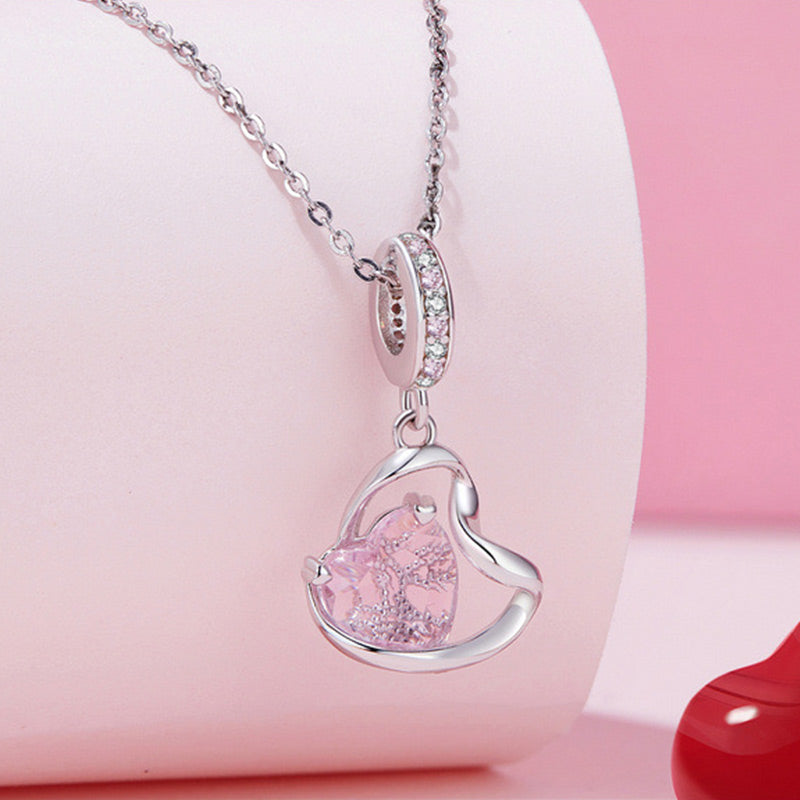 Gnoce Thanksgiving Pink Heart Ribbon Pendant Dangle Charm_3