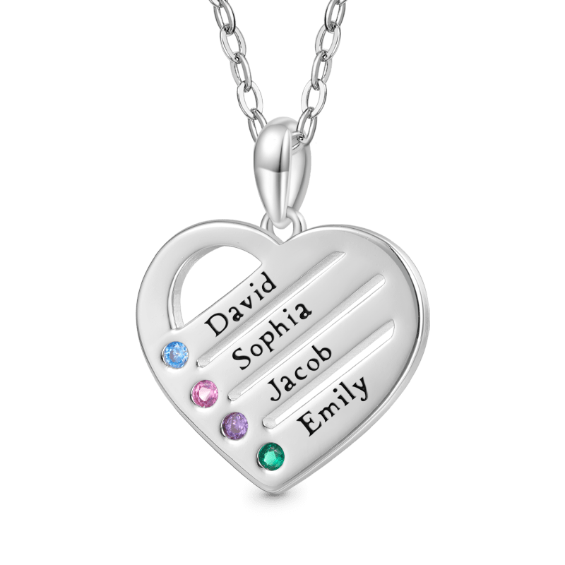 Gnoce Personalized Heart Family Multi Name Necklace_1