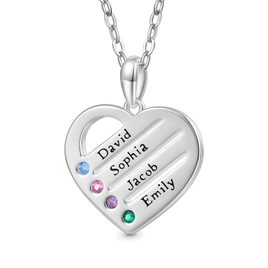 Gnoce Personalized Heart Family Multi Name Necklace_1
