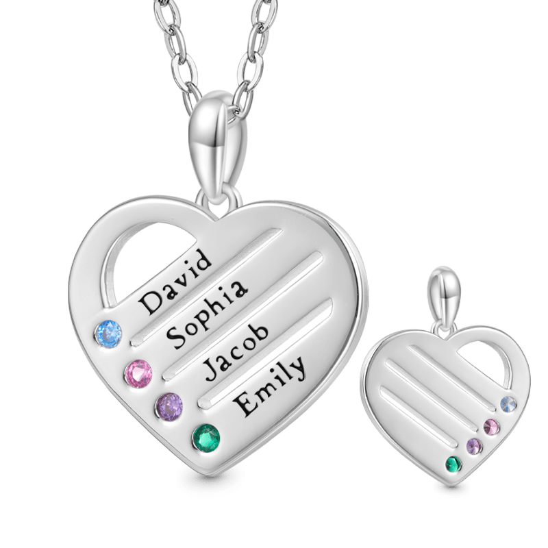 Gnoce Personalized Heart Family Multi Name Necklace_3