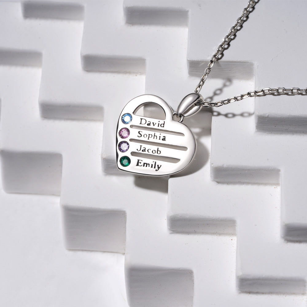 Gnoce Personalized Heart Family Multi Name Necklace_4