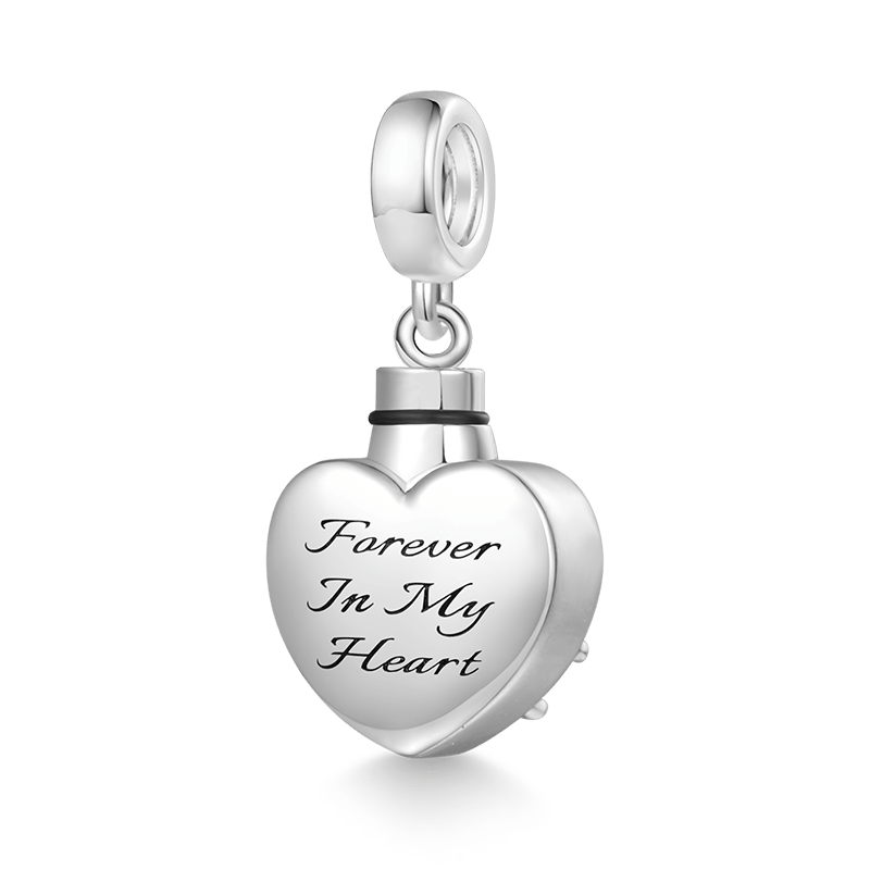 Gnoce "Forever In My Heart" Heart Memorial Urn Ashes Pendant Dangle Charm_3