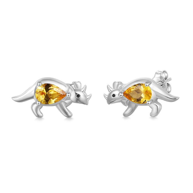 Gnoce Sparkling Triceratops Stud Earrings_1
