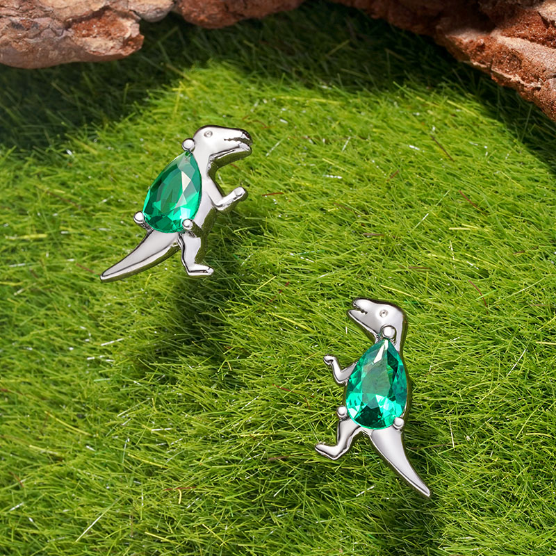 Gnoce Sparkling Tyrannosaurus Rex Stud Earrings_3