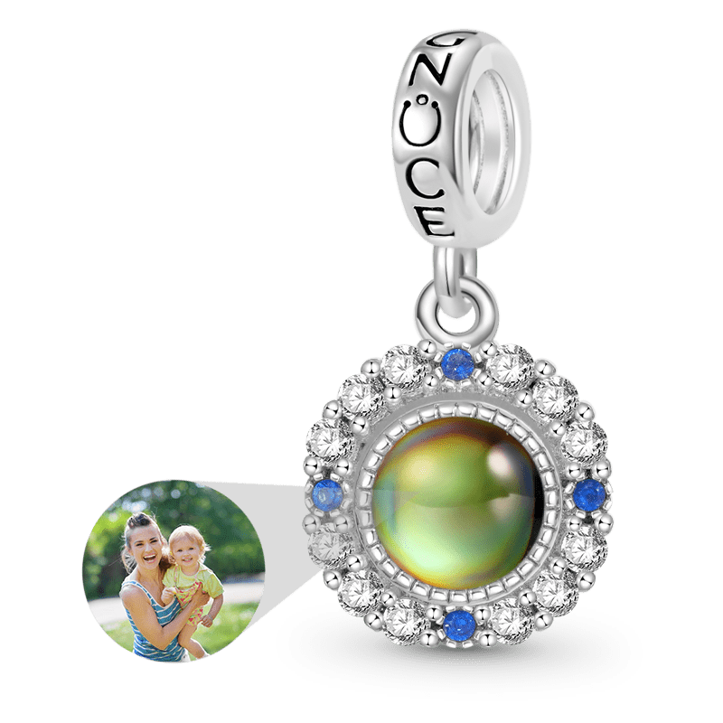 Gnoce Projection Round Personalized Photo Pendant Dangle Charm_1