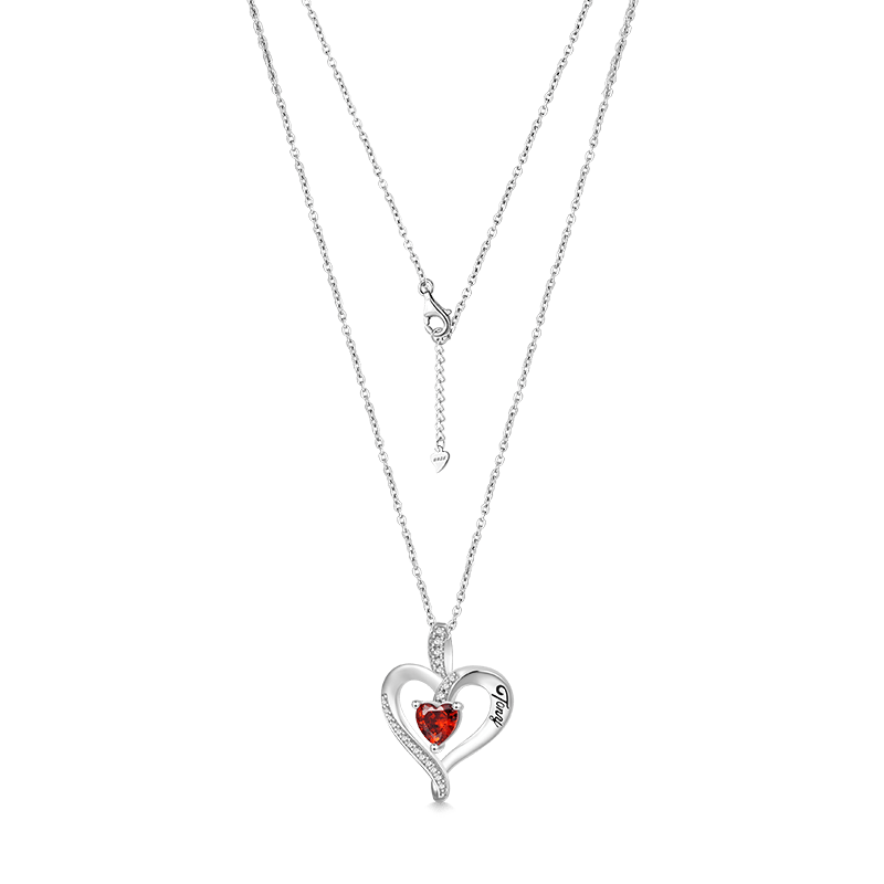 Gnoce Birthstone Heart Personalized Necklace_4