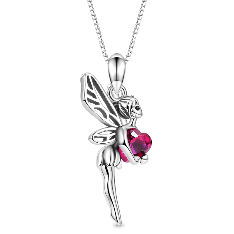 Gnoce Butterfly Fairy Embraces Heart Gemstone Necklace_1