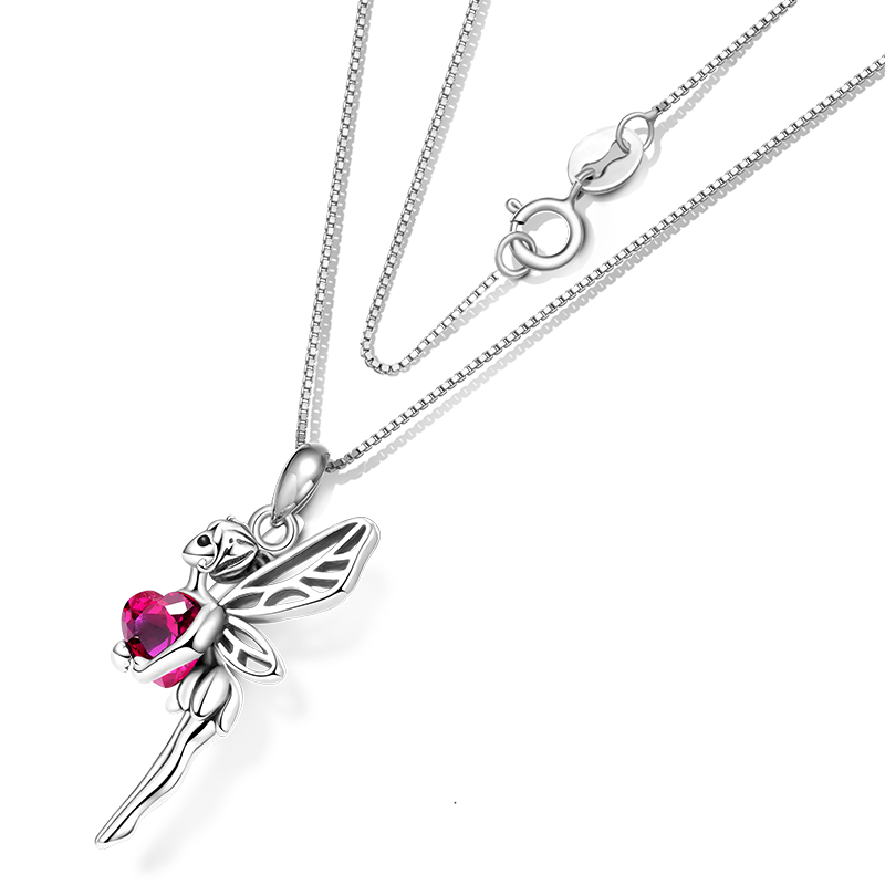 Gnoce Butterfly Fairy Embraces Heart Gemstone Necklace_2