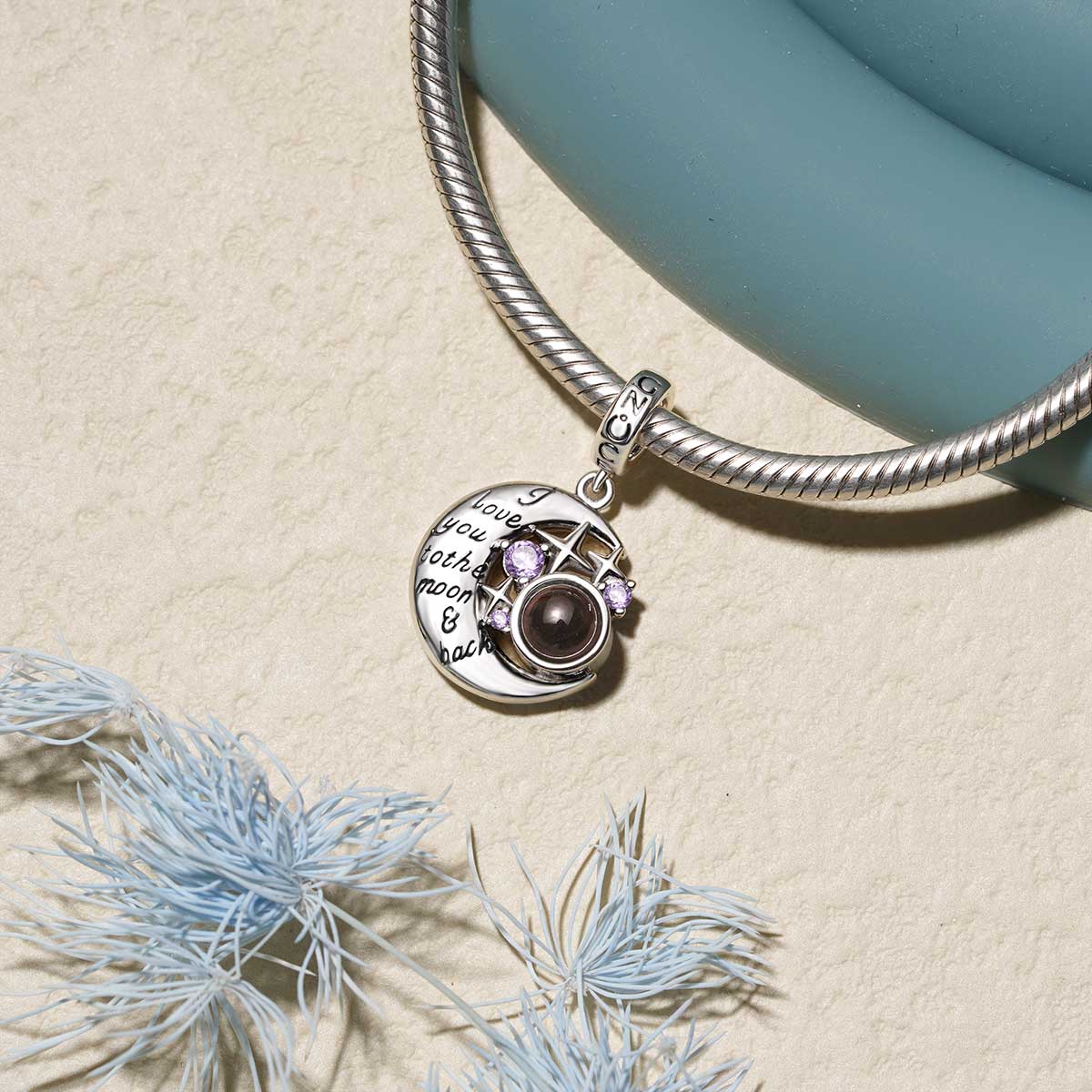 Gnoce Projection "I Love you" Moon&Star Pendant Dangle Charm_2