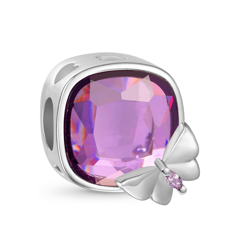 Gnoce Sparkling Amethyst Stone Butterfly Charm_2
