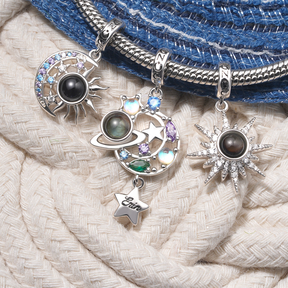 Gnoce Projection Moon Sun Personalized Photo Pendant Dangle Charm_3