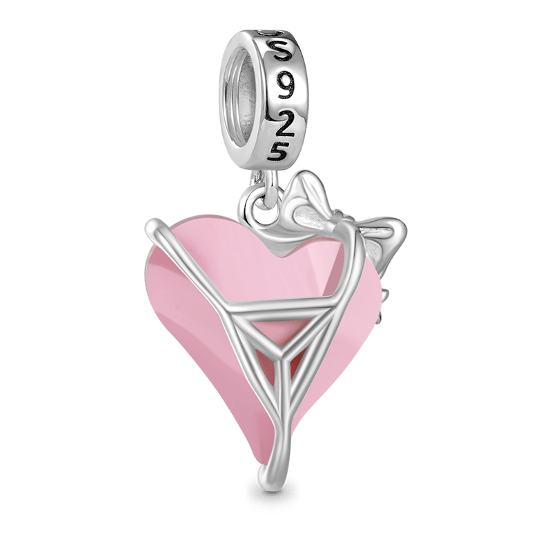 Gnoce Pink Crooked Heart Pendant Dangle Charm_2