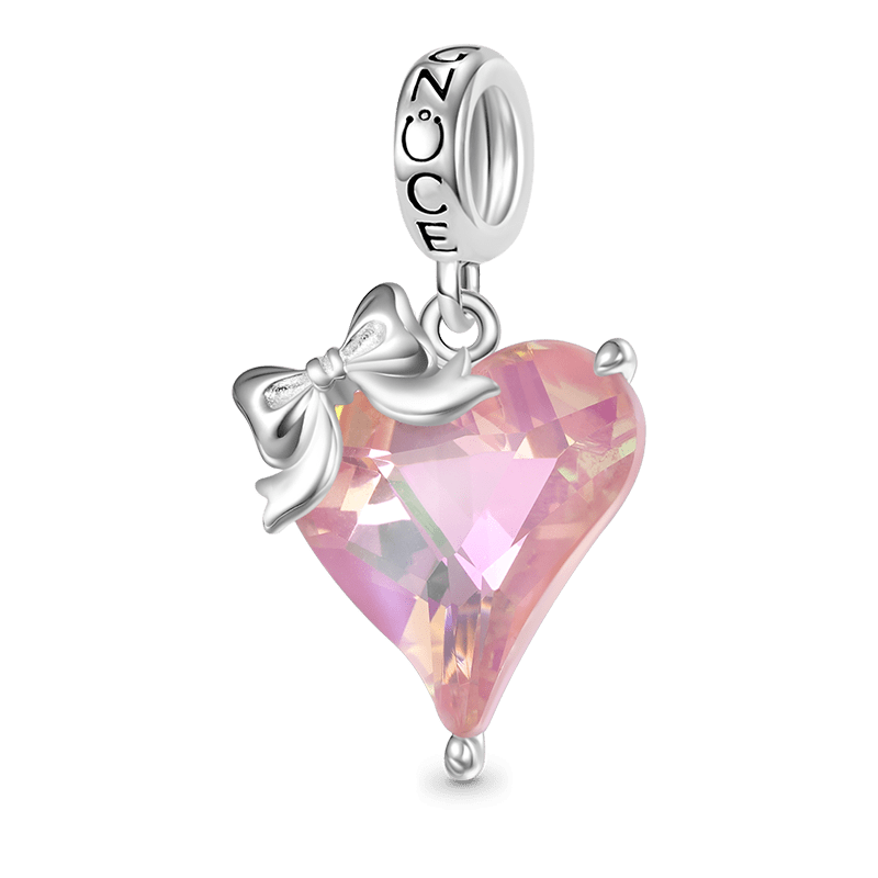 Gnoce Pink Crooked Heart Pendant Dangle Charm_1
