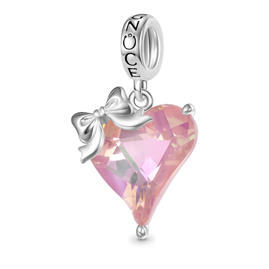 Gnoce Pink Crooked Heart Pendant Dangle Charm_1