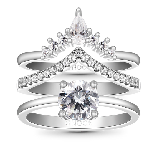 Gnoce Classic Sparkle Round-cut Stackable Ring Set_1