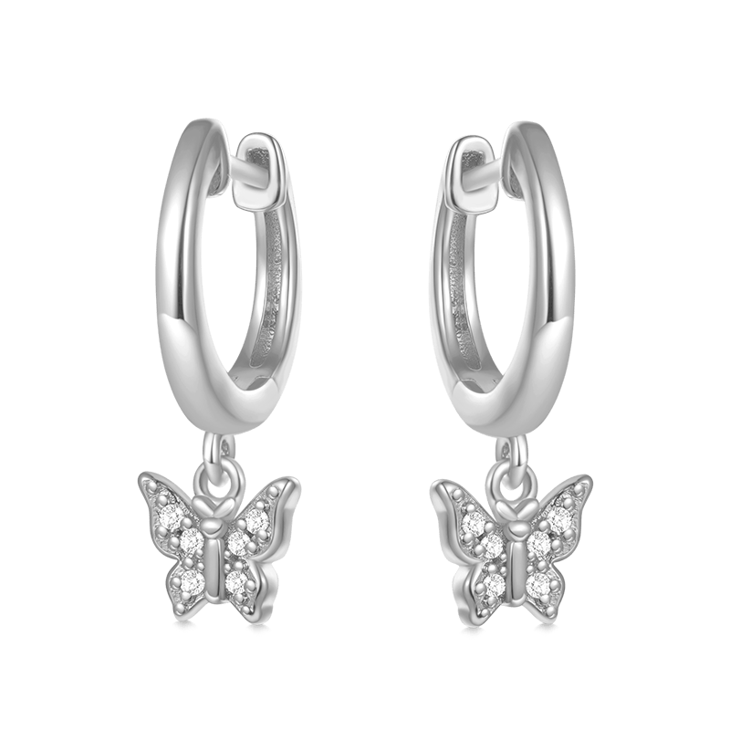 Gnoce Butterfly Drop Hoop Earrings_1