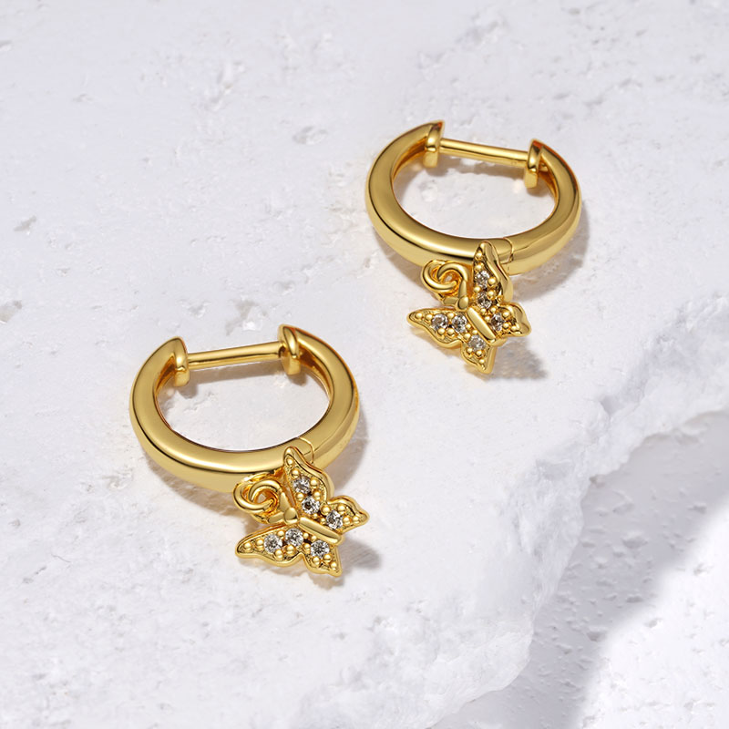 Gnoce Butterfly Drop Hoop Earrings_4