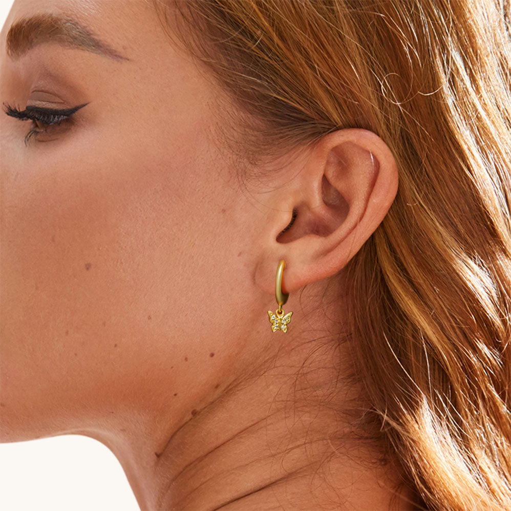 Gnoce Butterfly Drop Hoop Earrings_5