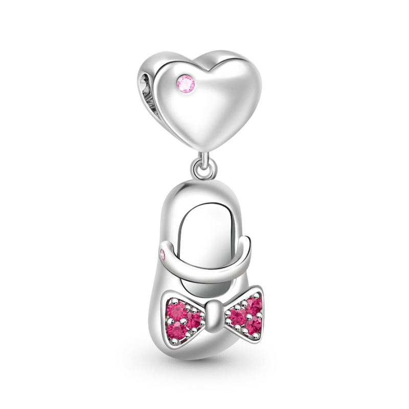 Gnoce "Oh, My Baby Girl" 925 Sterling Silver Bow-knot Shoe Pendant Charm_2
