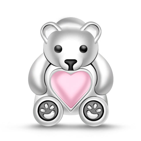 GNOCE " My Heart is Always with You" 925 Sterling Silver Bear Charm Gift for Her_1