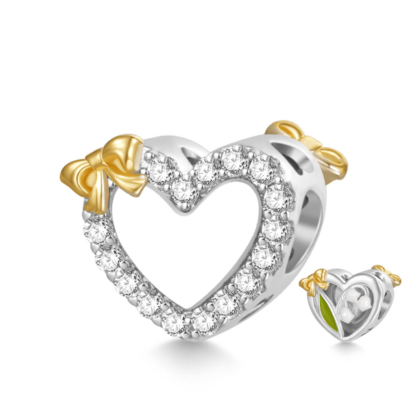 Gnoce Lily of the Valley Heart Engravable Name Charm