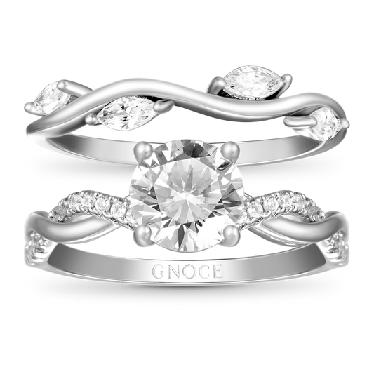 Gnoce Crossover Curved Diamond Stackable Ring Set_1