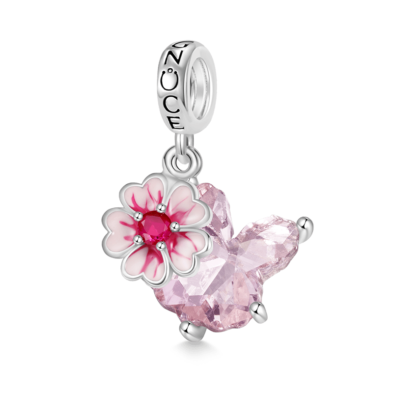 Gnoce Pink Zircon Sakura Bunny Rabbit Pendant Dangle Charm_1