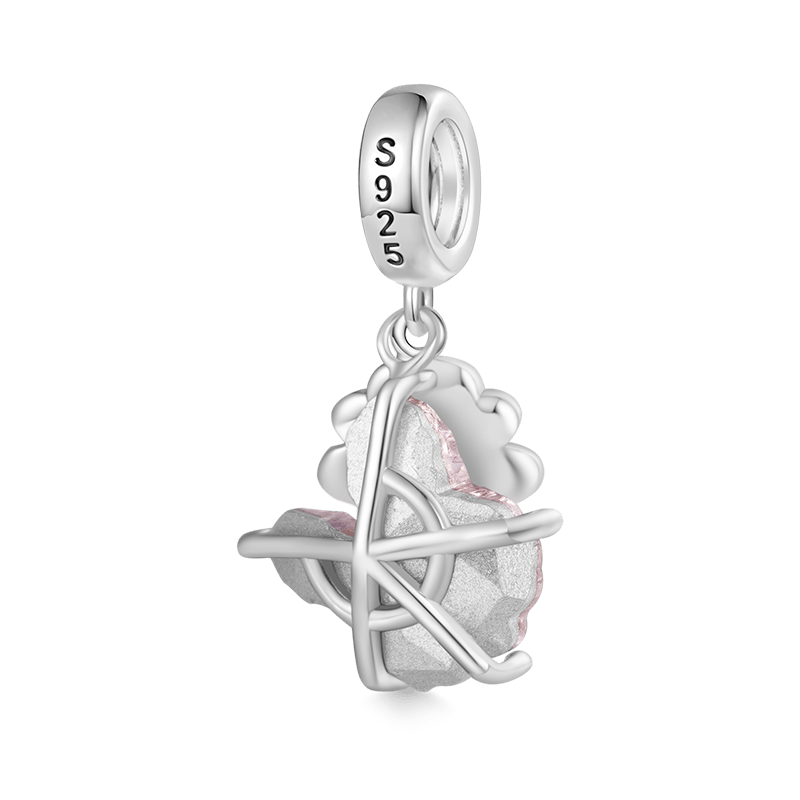 Gnoce Pink Zircon Sakura Bunny Rabbit Pendant Dangle Charm_2