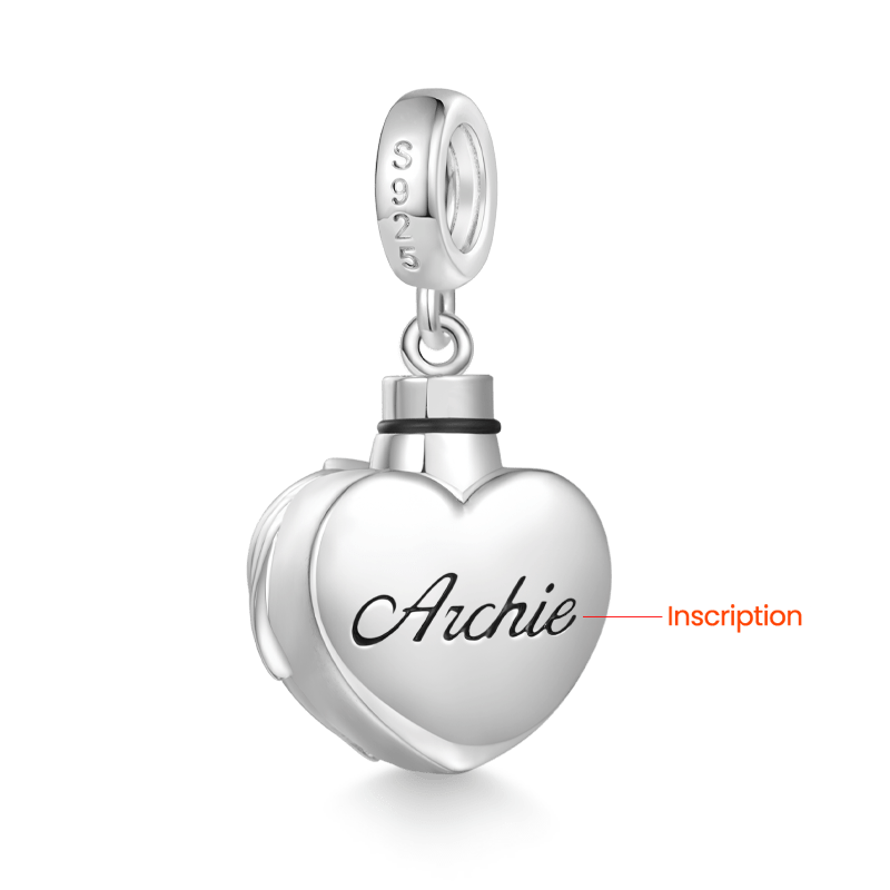 Gnoce Engravable Birthstone Angel Wings Heart Memorial Urn Ashes Pendant Dangle Charm_3