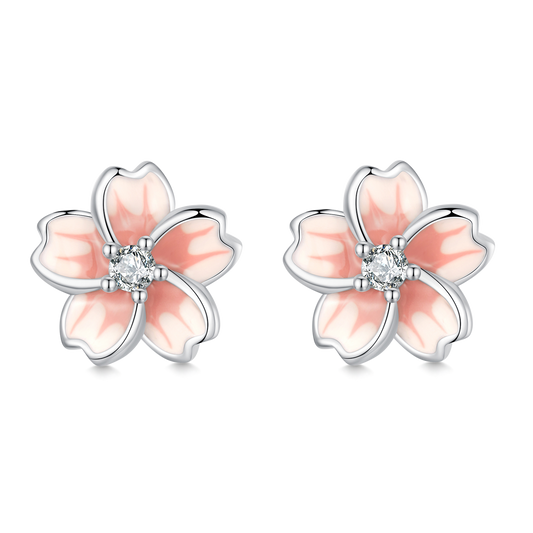 Gnoce Pink Gradient Cherry Blossom Sakura Stud Earrings_1